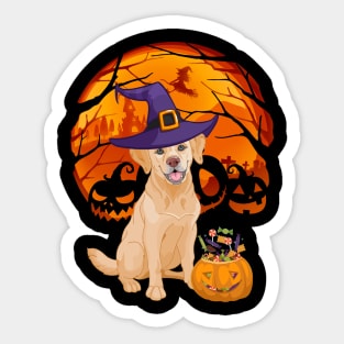 Labrador pumpkin witch Sticker